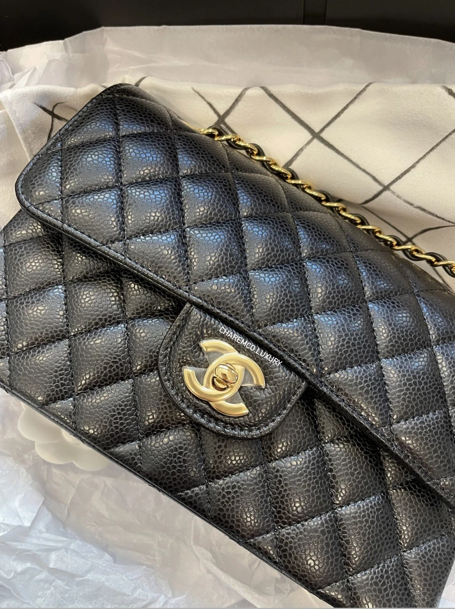 NEW 🖤 Chanel Classic Small Black Caviar 🖤 GHW Flap Bag MicroChip Receipt