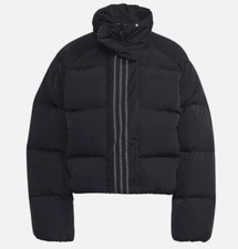 Adidas Originals Short Down Puffer Jacket in Black - SIZE 12 / 14
