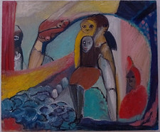 Dipinto Gruppo di donne nude Quadro Olio su tela 60x50 cm Firmato