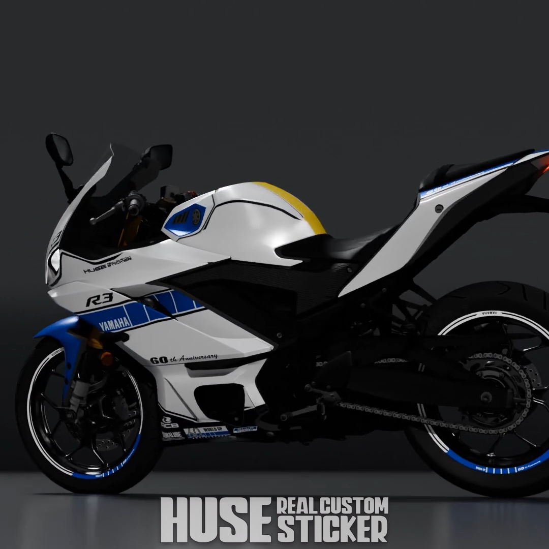 YAMAHA YZF R3 Custom Decal Kit 2019~2024 World-GP 60TH B/W
