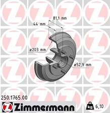 Zimmermann Brake Drum 250.1765.00