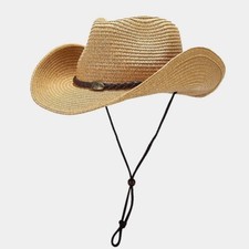 Summer Straw Sun Beach Cowboy Hat, for Men Women Wide Brim Western Cowgirl Hat