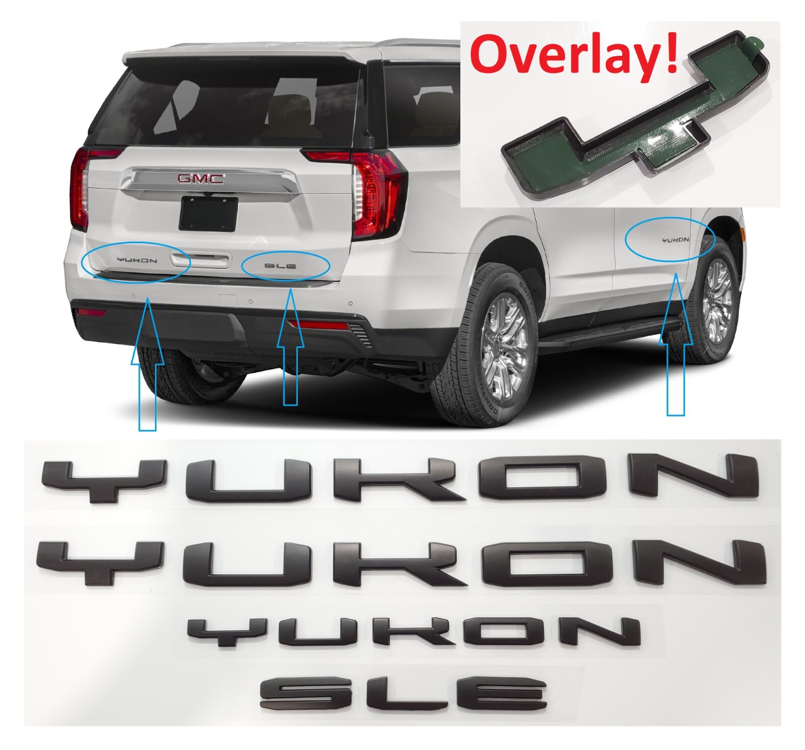 4PCS Set GMC 2021-2025 Yukon Yukon XL Door &amp; Rear Gloss Black AT4