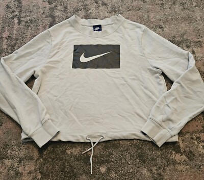 Nike Cropped Sweatshirt Jumper Size Medium Womens Swoosh Crop Top