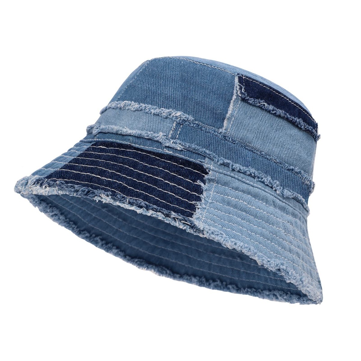 Bucket Hat Distressed Demin Hats Summer Beach Sun Protection  display picture 3