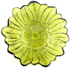 Indiana Glass Co Lily Pons Avocado Green Glass 7" Candy Dish Vintage