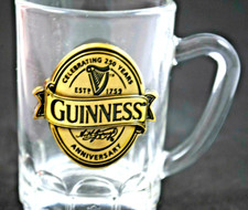Special GUINNESS 250th Anniversary Souvenir Glass w/ Handle & Metal Livery Logo 