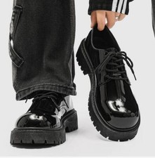 Men's Punk Shiny Lace Up Casual Round Toe Leisure Comfort Business Shoes New