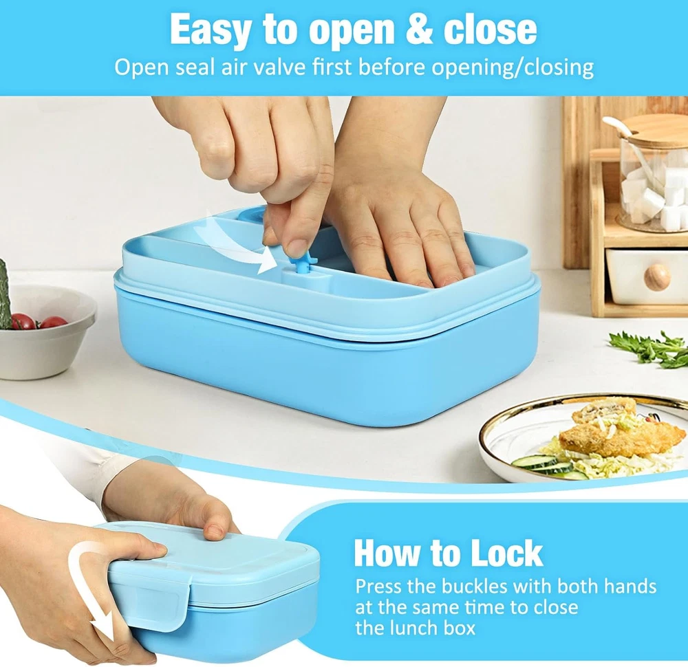 Caperci Stackable Leakproof Kids Bento Box with 5.8 Cup Capacity Caperci Stackable Leakproof Kids Bento Box with 5.8 Cup Capacity