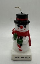 Vintage 1981 Snowman Happy Holidays Christmas Candle Hand Painted