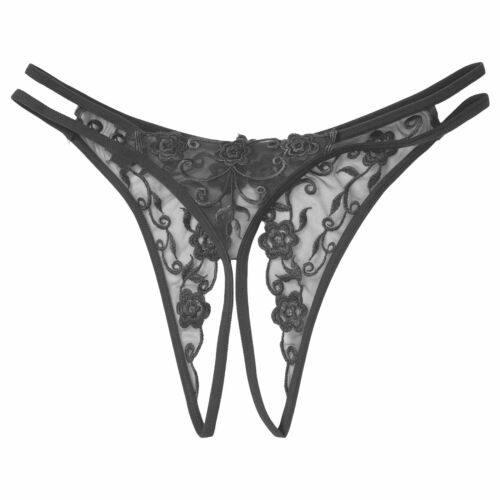 Slip donna all'uncinetto aperto pelle verniciata perizoma scavato pizzo fiocco intimo - Foto 18 di 20