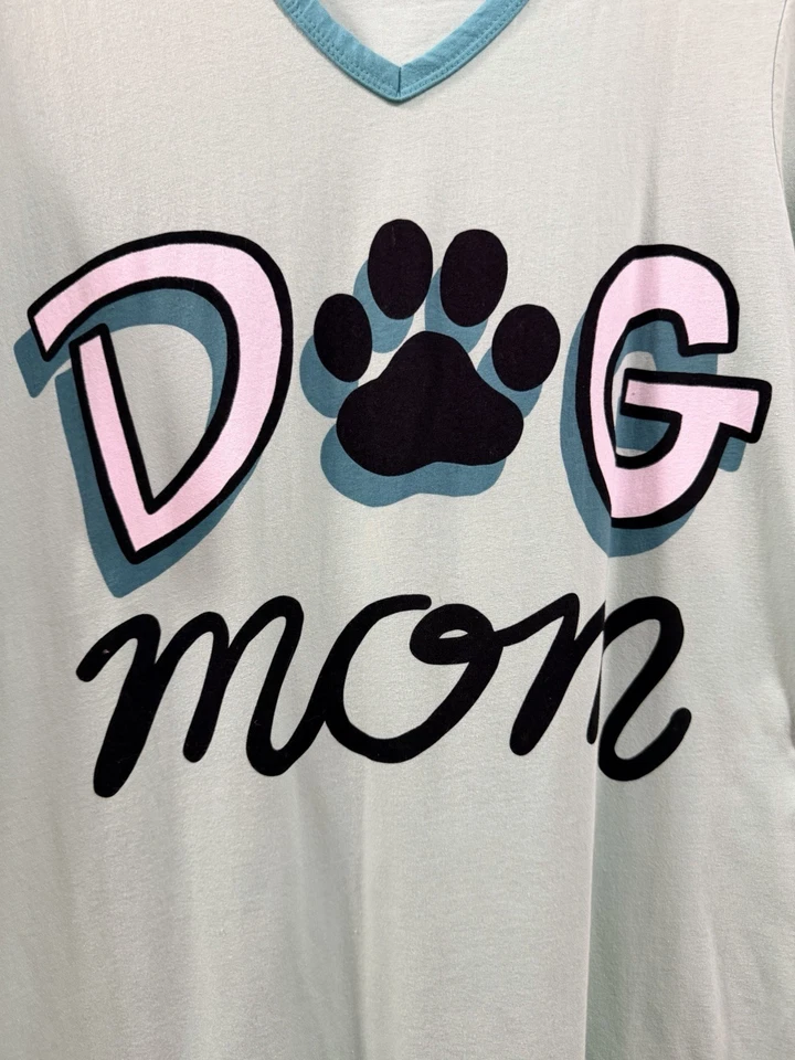 Lazy One Women’s Dog Mom V Neck Nightshirt Pajamas Sz S /M  Paw Prints Dog Lover - Image 3 of 4