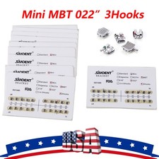 200PCS Orthodontics Dental Metal Brackets Braces Mini MBT 022Slot 3 Hooks M#4 PR