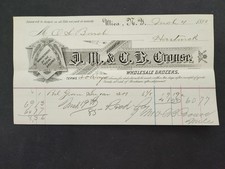 1885 antique AM & CB CROUSE utica ny WHOLESALE GROCERS billhead