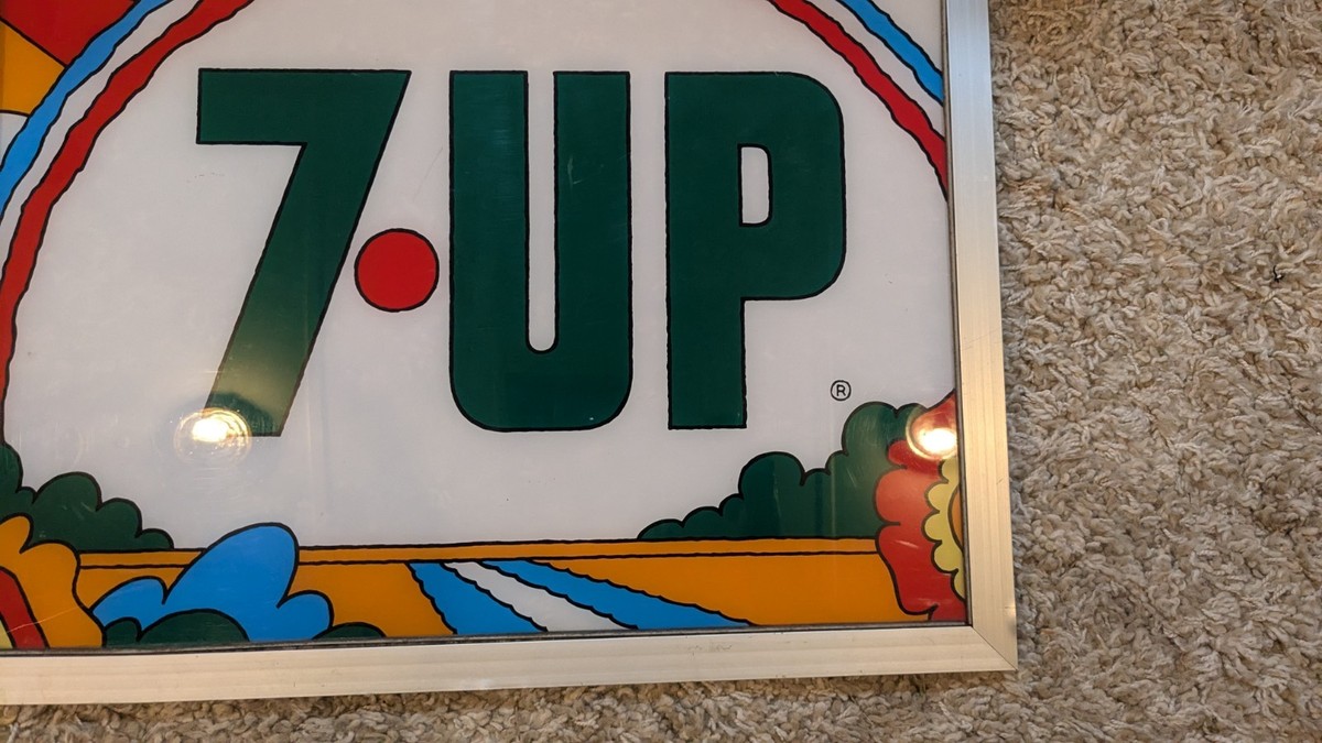 60’s セブンアップ ライトアップ 看板 ネオンサイン ピーターマックス Vintage 1970s Peter Max Style 7UP Plexiglass Soda Machine