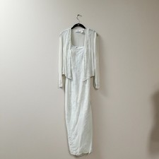 VTG 90s Y2K Scala Sage Green Beaded Silk Formal Gown Dress w/Jacket Size 6