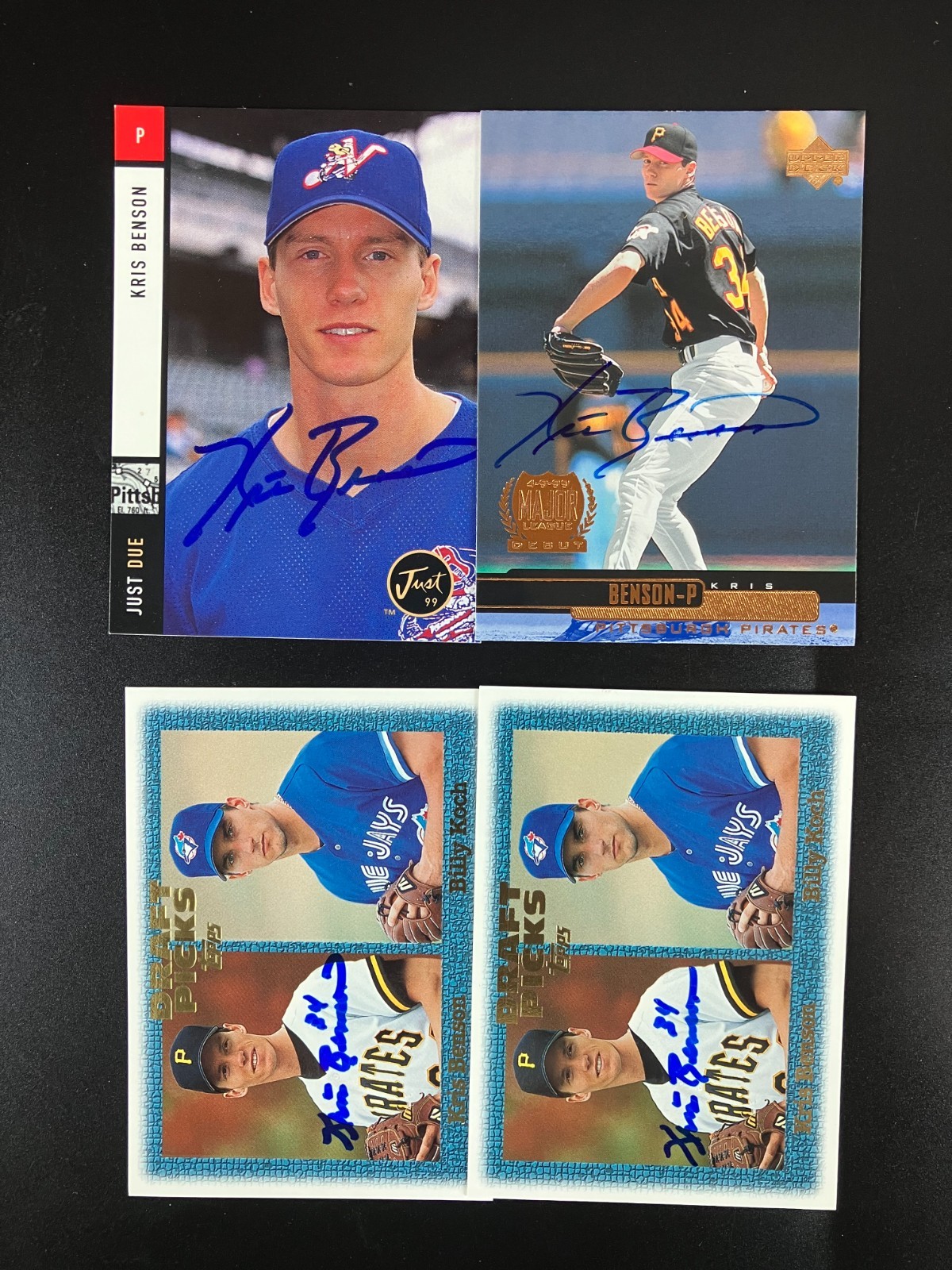 Lot of 4 - Kris Benson Pirates MLB Cards Signed Auto Autographs IP TTM In Person