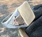 Vintage Sterling  and 10K Yellow Gold Signet Ring