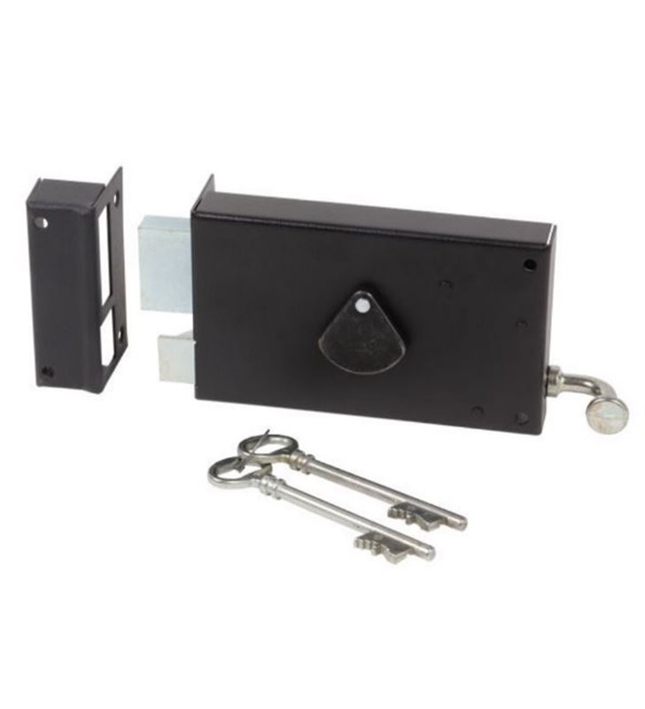 Serrure applique Bricard 2223 en acier avec tirage horizontal gauche pour porte bois