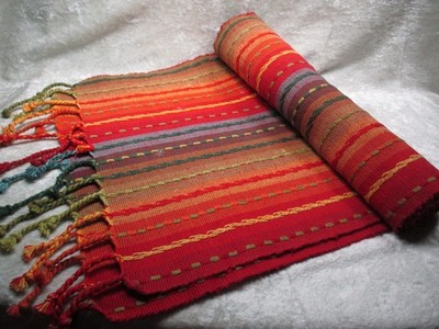 14'' x 70 Plus the Fringe - Pier 1 Fiesta Tablerunner - Multicolor Stripes