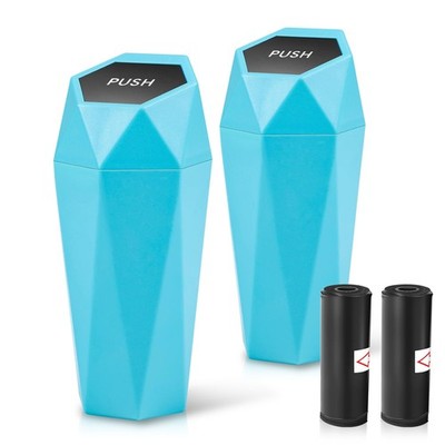 Auto Dynasty Car Trash Can with Lid, Blue Garbage Cup 2 pcs,