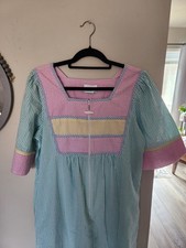 National Vintage Seersucker Dress Size M Kaftan MuuMuu Nightgown Housecoat