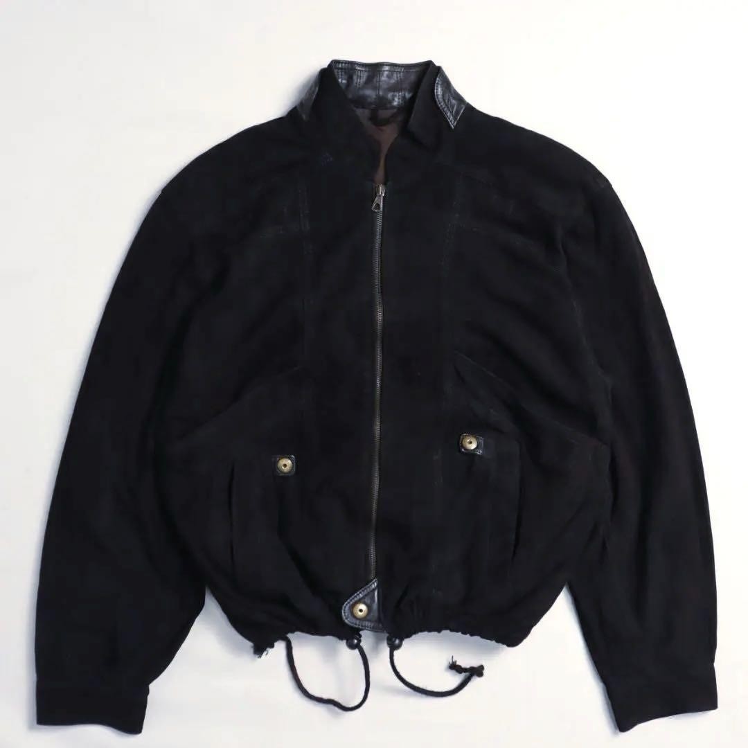 Vintage Italian Leather Blouson Jacket with Short Hem & Drawcord