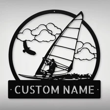 Personalized Land Windsurfing Metal Sign Custom Decor for Home Office Gift Idea