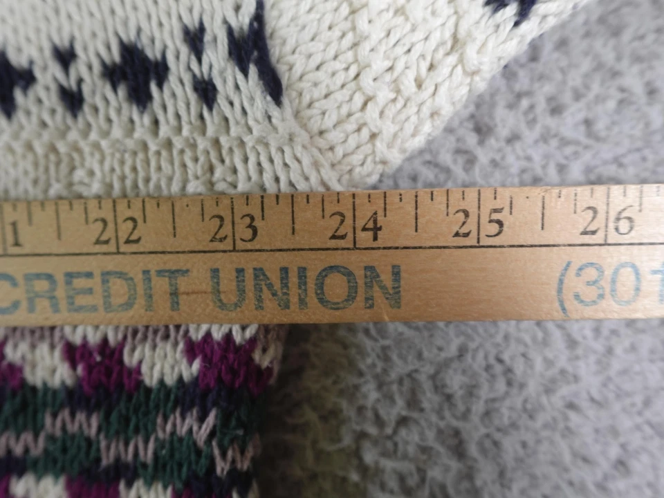 Suéter Pescador De Colección Para Hombre Mediano Blanco Fair Isle Geométrico Nórdico Grueso Foto 3 de 4