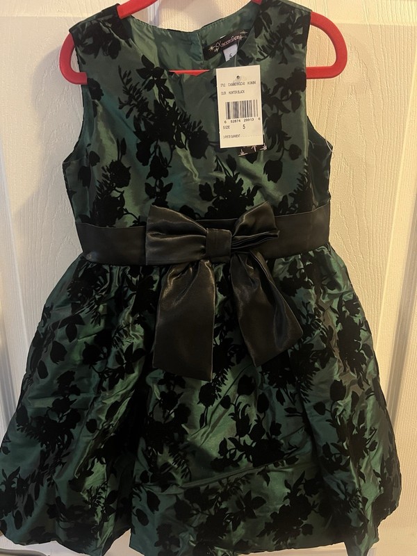 NWT Girls Xtraordinary Hunter Green Holiday Dress Size 5