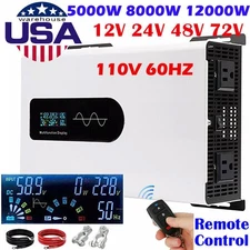 8000W 12000W Peak DC 12V 24V 48V 72V AC 110V 60Hz Pure Sine Wave Power Inverter