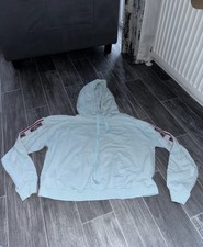 Womens Baby Blue Moschino Cropped Hoodie Size Extra Small