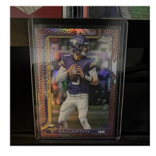 2025 Topps Chrome JJ McCarthy Football Leather Refractor #199 Minnesota Vikings
