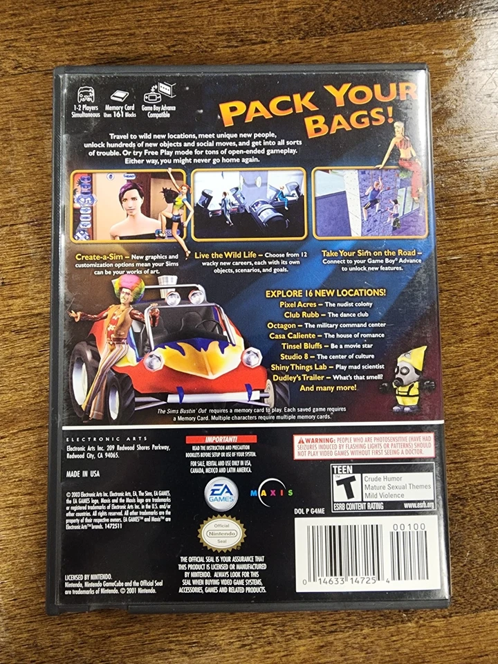 GameCube The Sims Bustin' Out (Nintendo GC, 2003) CIB Tested And Working - Image 3 of 4