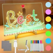 Cosmody LED Drawing Board LED Note Board with 7 Colors Drawing Dry Erase 12 x 8"