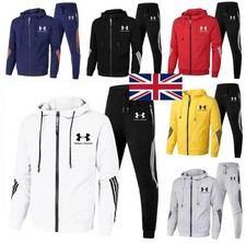 모Armour Under Mens Tracksuit Full Set Long Sleeve Hoodie Top and Jogging Bottoms