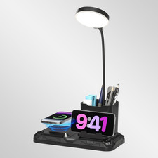 Multifunctional Desk Lamp Wireless Charging Pad Storage Holder Dimmable Light