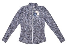 TOMMY BAHAMA Womens S Golf Jacket Blue Tropical Leaf Full Zip Stretch Active NWT