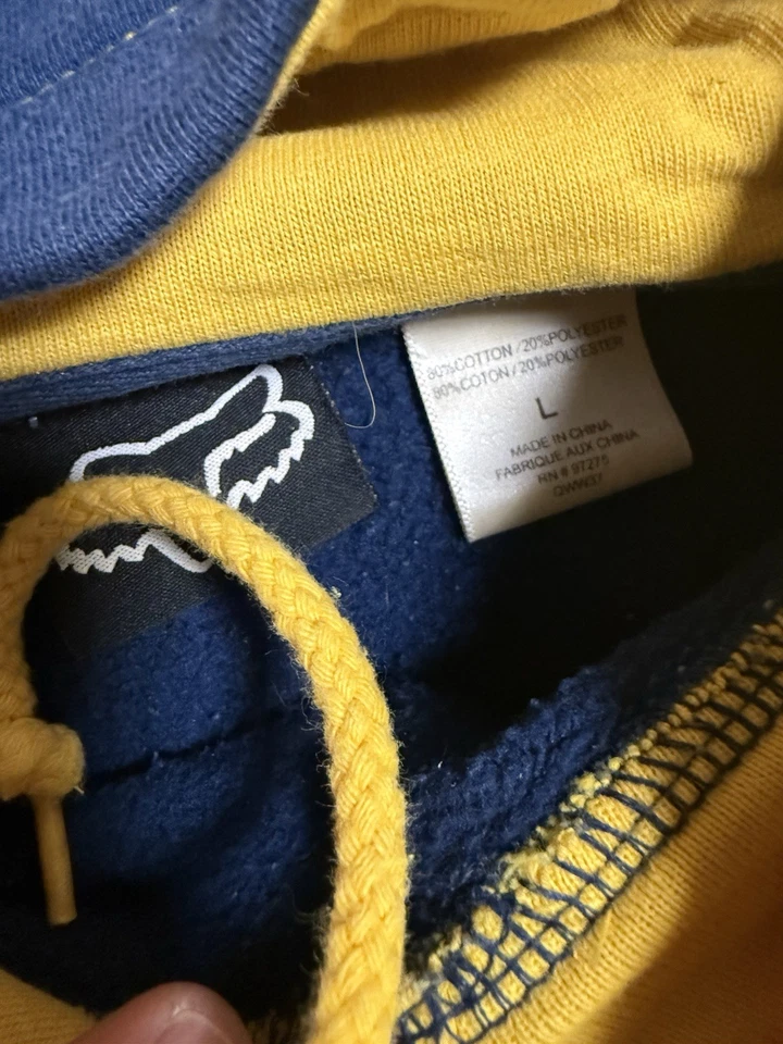 Moletom com capuz vintage Y2K Fox Racing dois tons peso pesado tamanho G - Imagem 3 de 4