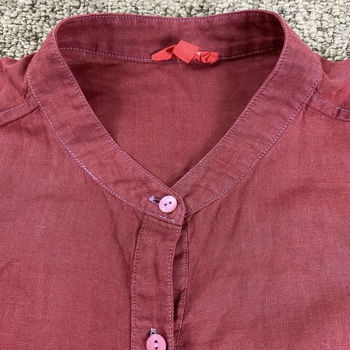 Eileen Fisher Tunic Top XS Rust Orange Long Sleeve Button Up Organic Irish Linen - Picture 3 of 13