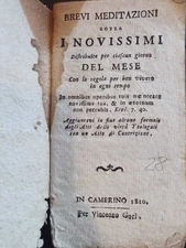 Brevi meditazioni sopra i novissimi. In Camerino. 1810. Per Vincenzo Gori.