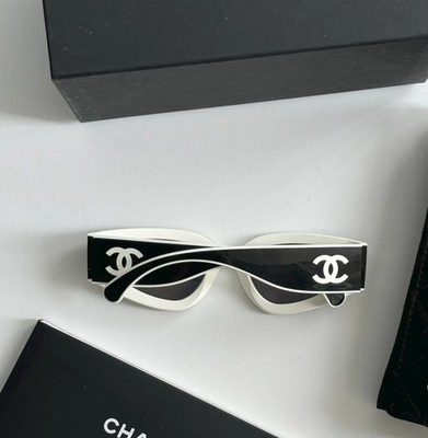 Women's Chanel Sunglasses Black&White Frame Classic 6056 Cat Eye