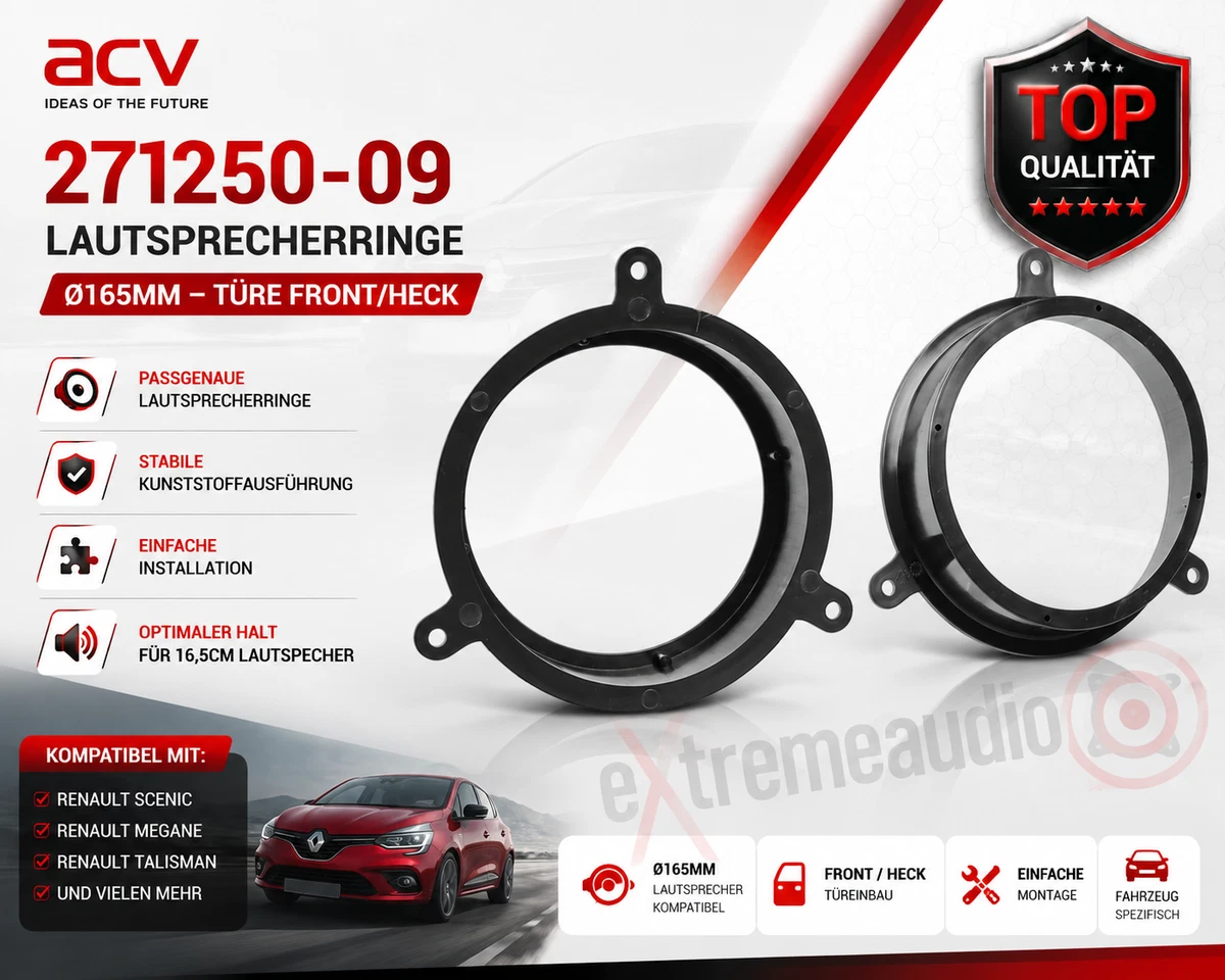 C11566 – Set Di 2 Adattatori Per Altoparlanti 130mm Per Renault Megane III, Wind, Dacia Logan E Sandero – Montaggio Anteriore/Posteriore