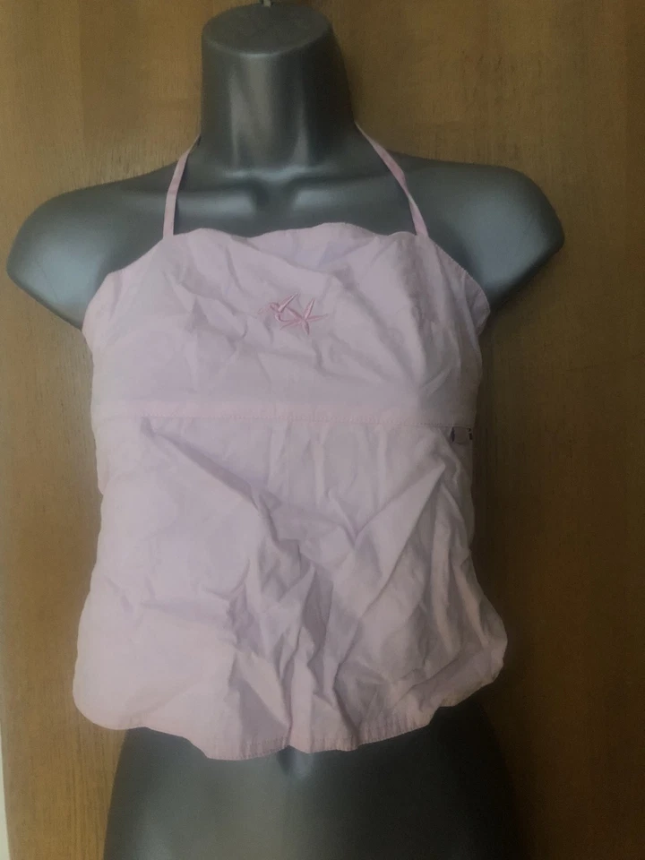 Animal Halter Backless Top Pink Cropped Reversible UK Size 8 Slight Use - Image 3 of 4