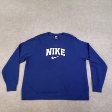 Nike Sweatshirt Womens 1X Blue Crewneck Pullover Spell Out Logo CJ7268-492