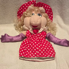 Muppets Miss Piggy Vintage Plush Stuffed Animal Puppet Polka Dot Dress 1981
