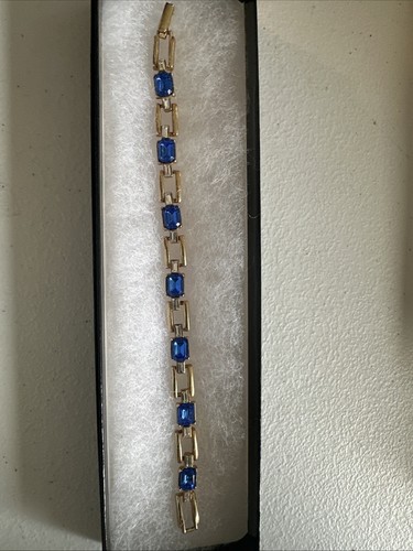 vintage tennis bracelet With Blue Stones And Golden Color