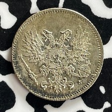 1917-S Finland 25 Pennia Lot#C4597 Silver! High Grade! Beautiful!