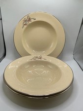 JOHNSON BROS VICTORIAN 3 X SOUP PLATES / BOWLS WITH RIM - 9.9” DIAMETER