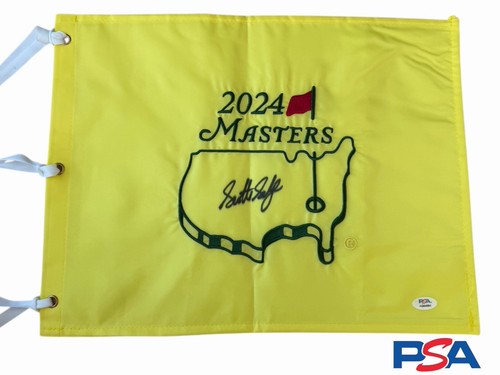 Scottie Scheffler Signed 2024 Masters Champion Golf Pin Flag Auto PSA AUTOGRAPH